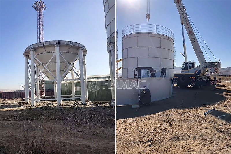 Toute la partie conique et le corps de ce grand silo à ciment de 700 tonnes à vendre. 