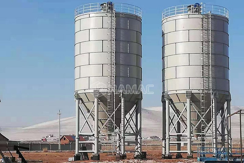 2 unités de grand silo à ciment de 700 tonnes à vendre sont entièrement assemblées.